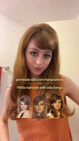 voltei com mais um cabelo sessentinha 🌼 e mesmo sem franjinha, dá fazer esse penteado prendendo um mecha de lado com um grampo #hairstyle #1960s #jeanshrimpton 
