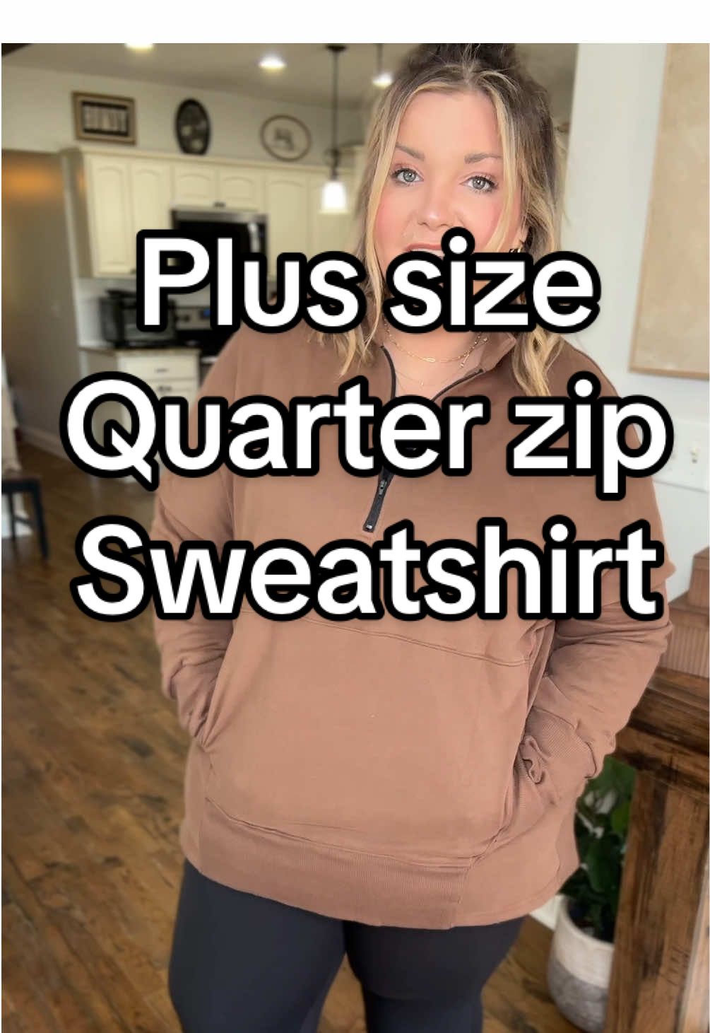 This plus size quarterzip sweatshirt is going to be on repeat!! #plussizesweatshirt #plussizesweater #plussizequarterzip #creatorsearchinsights 