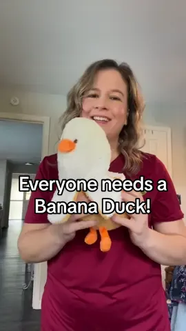 He quacks me up every time 🍌🦆😂 #stuffedanimal #bananaduck #stuffie #plushtoy #banana 