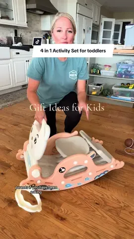 Such a great 4 in 1 activity set that will keep your toddlers active for a long time. #toddlertoys #slide #toddlerslide #toddlergiftideas #giftfortoddler 