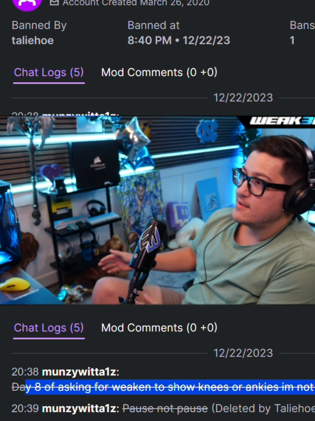 he asked for knees and ankles.... he got the ban