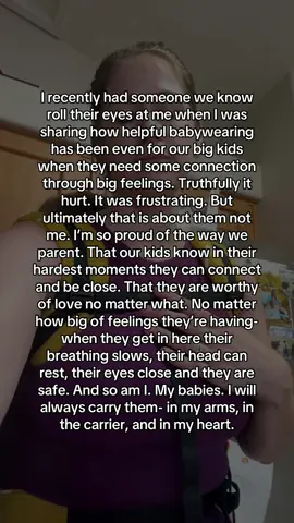 I have thought about that moment a lot since it happened. There’s really a lot more behind that too. But it has made me a reflect a lot on the choices my husband and I have made as parents and I’m proud. We have chosen a lot of different paths than the way we were raised and that is not easy. But it is worth it. #MomsofTikTok #momtok #babywearing #babydevelopment #babytips 