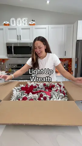 This pre lit flocked Christmas wreath from @QVC, Inc is absolutely magical! #qvc #qvcchristmas #christmaswreath 