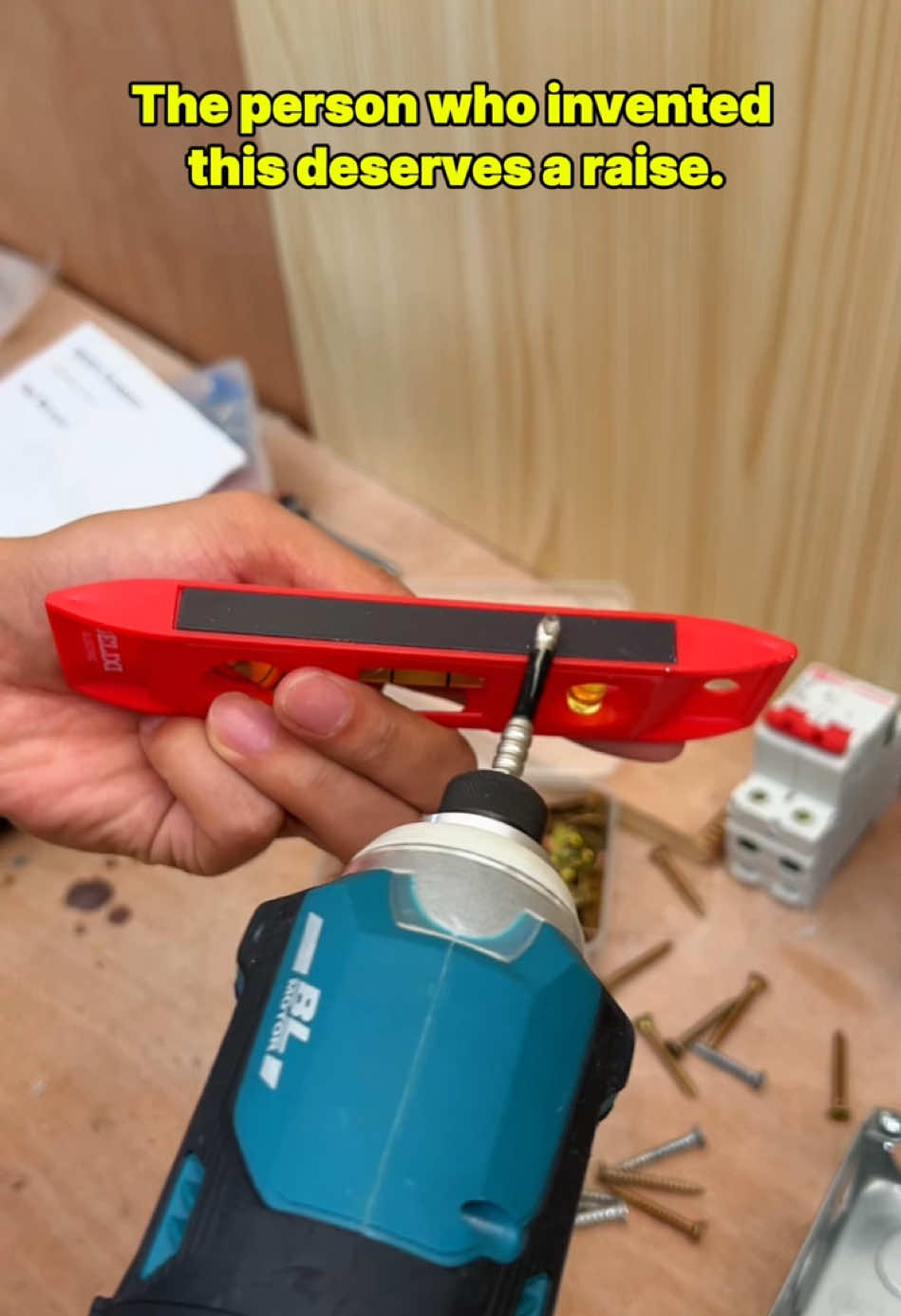 With this,you don’t need to hold the nail by hand when using a power drill. #MagneticTools #DrillHack #ScrewdriverHack #ToolTips #WorkshopHacks