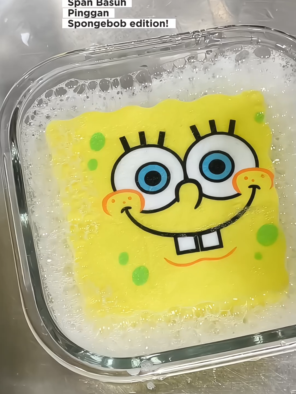 Barulah best nk cuci pinggan guna span Spongebob ni🫣