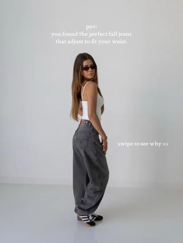 file these under: the best fall jeans! under my “recent orders 4” list on my sf! I’m 5’1 wearing a size 25 for a baggy fit. #amazonfashion #amazonfinds #levis #leviscinchbarrel #barreljeans 