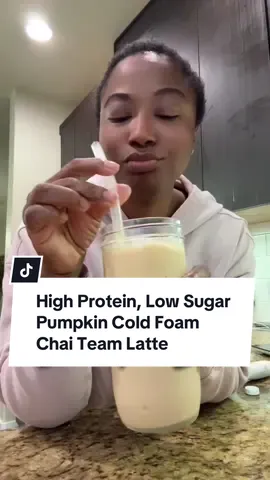 Let’s make a Macro Friendly Pumpkin Cold Foam Chai Latte You can make this dairy free or use regular milk products Either way you’ll cut the calories in half, double the protein, lower the sugar, and add some fiber You can save 10% off on both @Clean Simple Eats and @Skinny Mixes with code JANEE #proffee #pumpkincoldfoam #pumpkinchai #cleansimpleeeats #starbucksdupe 