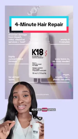 One step to healthy hair in just 4 minutes with @K18 Hair 🙌🏽I've been recommending this product for months because the molecular repair technology is unmatched. Still obsessed! Available at @sephora #k18partner #k18results #k18hair