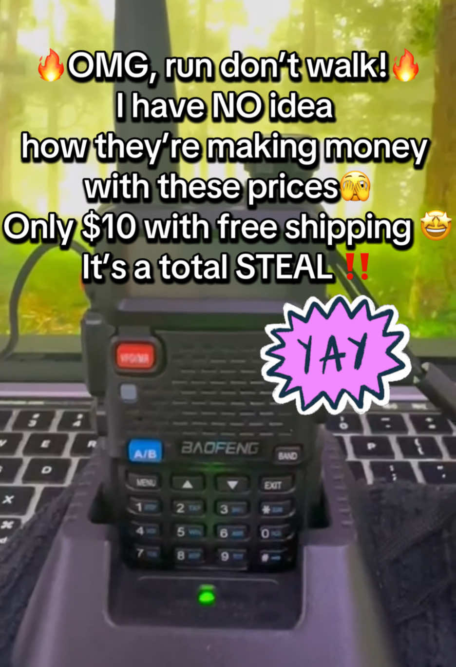 Only $10 with free shipping right now, $5 cheaper than before! RUN! These BAOFENG UV-5R two way radios are perfect for camping, festivals, emergencies, goofing off with friends. Everyone should have one. Grab yours‼️#radio #hamradio #twowayradio #walkietalkie #gmrs #cb #baofenguv5r #emergencypreparedness #hamradiooperator #stayconnected #offgrid #Outdoors #camping #fishing #Hiking #cruise 
