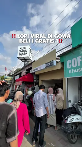 Yang lagi viral di Gowa, ada kopi take away yang buka 24 jam, harganya cuma 13K, dan lagi ada promo opening di tanggal 9.9 beli 1 gratis 1. Warga Gowa dan sekitarnya langsung mki merapat 🙌🏻