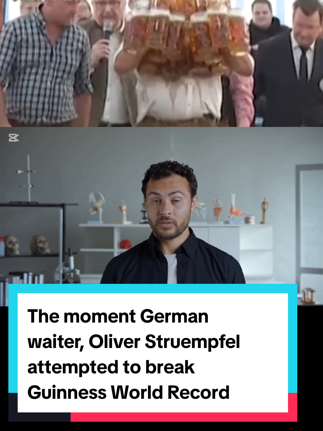 The moment German  waiter, Oliver Struempfel attempted to break Guinness World Record #guinnessworldrecords #beer  #germany #cnn #news 