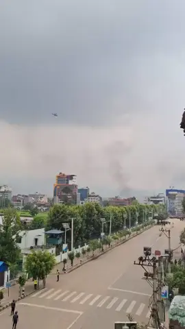 helicopter spotted over sangsad bhawan right now! #nepalagainstcorruption #genznepal #endcorruption #protest #wakeupyouths  vid-shresthas_sohan1.0