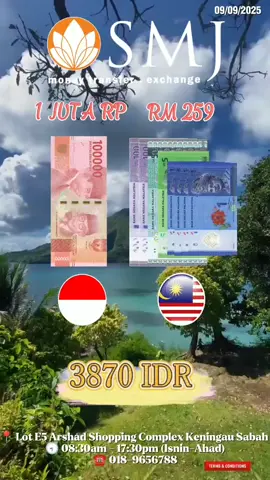 [09/09/2025] Yuk kirim ke Indonesia dengan penukaran yang masih tinggi ini 😍 Kirim bersama kami di SMJ Keningau 🇲🇨🤩 #hiduplebihsenangbersamasmj #indonesia #kirimuang #rupiah #pejuangrupiah 