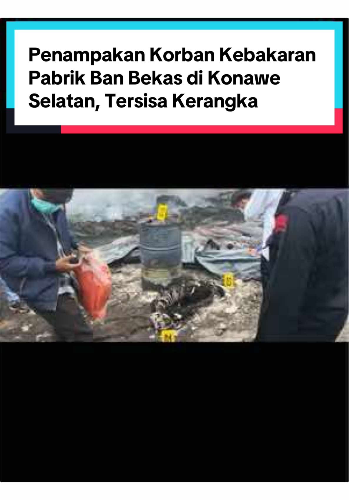 KONAWE SELATAN – Seorang karyawan pabrik ban bekas di Desa Lebojaya, Kecamatan Konda, ditemukan meninggal dunia setelah terjebak dalam peristiwa kebakaran pada Selasa (9/9/2025). Dalam rekaman video yang beredar, korban tampak sudah dalam kondisi mengenaskan hanya tersisa kerangka. Hingga kini, identitas karyawan tersebut belum diketahui secara pasti. #kebakaran #pabrik #konaweselatan #sulawesitenggara #fyp 