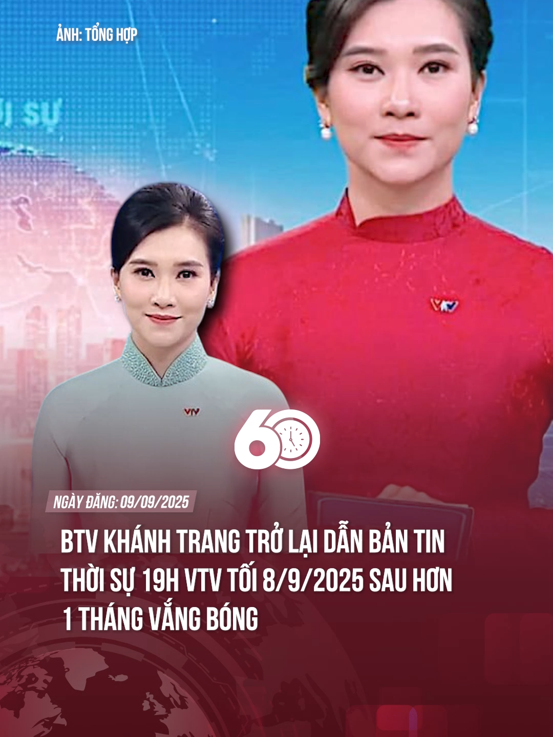 BTV KHÁNH TRANG TRỞ LẠI DẪN BẢN TIN THỜI SỰ 19H VTV TỐI 8/9/2025 SAU HƠN 1 THÁNG VẮNG BÓNG #60giay #theanh28 #theanh28news