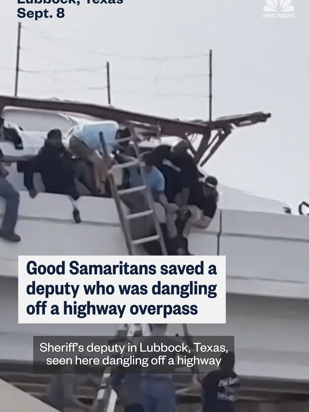 A sheriff's deputy in #Texas was saved after a car crash which left him dangling off a highway overpass.