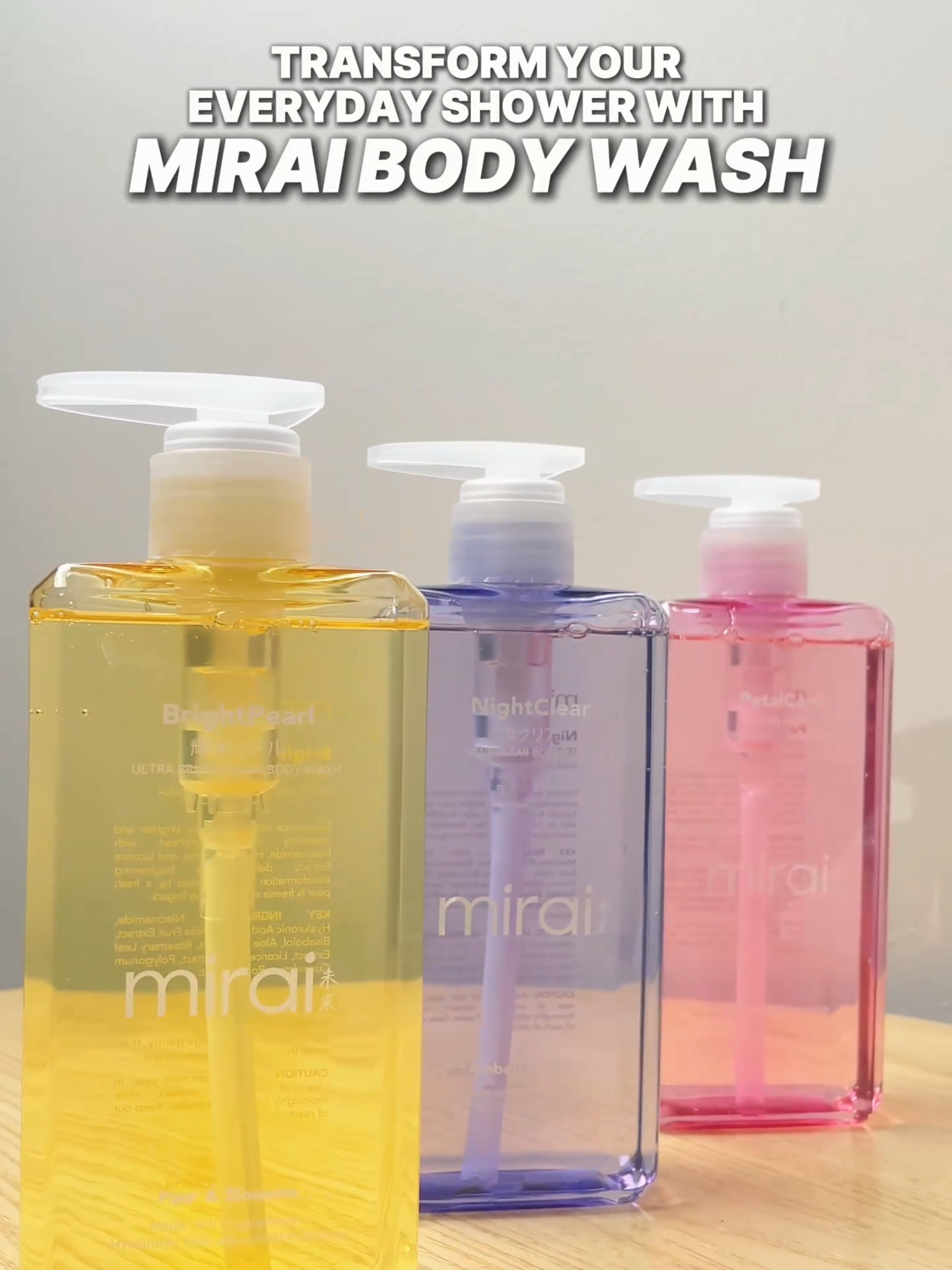 Take your showers to the next level. Our body wash gives you more than just a cleanse—it hydrates, soothes, and revives your skin with every drop of foam, making each bath a little luxury. 🌸🫧🧴 #Mirai #showeressentials #Bodywash #skincare