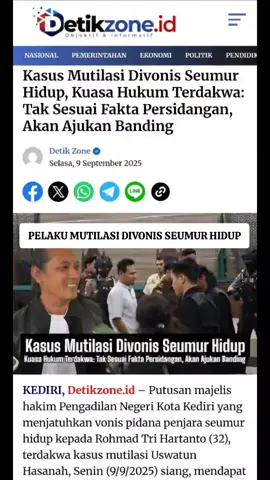 Ketua Majelis Hakim Pengadilan Negeri Kota Kediri menjatuhkan putusan vonis seumur hidup terhadap Rohmad Tri Hartanto Terdakwa Kasus Koper merah di Kediri. #kediri24jam #fyp #detikzone #kopermerah #kriminal 