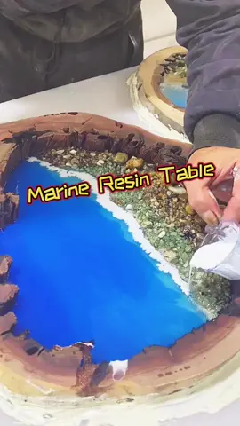 What changes will occur when epoxy resin glue is poured in? Let's take a look!#resin #epoxy #table #marine #ocean #art #resinepoxy #viral #view #tiktok #DIY #resinart #trending #fyp #poplar #foryou #foryoupage #fy 