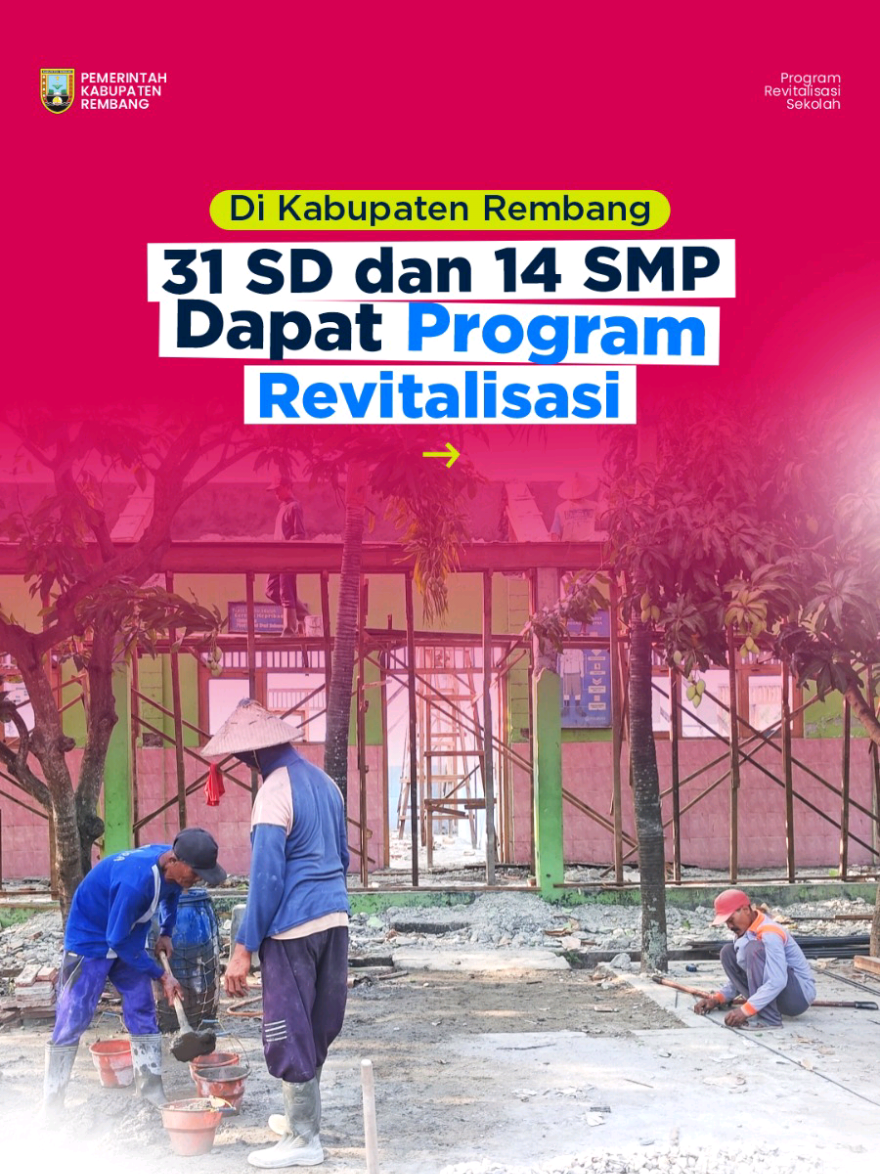 Pendidikan adalah kunci masa depan, dan Pemkab Rembang terus berkomitmen untuk menghadirkan fasilitas belajar yang lebih baik bagi generasi penerus bangsa. Melalui program revitalisasi sekolah, sebanyak: 🏫 31 Sekolah Dasar 🏫 14 Sekolah Menengah Pertama 👶 4 PAUD akan segera dibenahi agar semakin layak, nyaman, dan mendukung kegiatan belajar mengajar. Tahap pertama sudah dimulai! Mulai dari SDN Banggi, SDN Banyudono, hingga SMPN 2 Bulu dan SMPN 2 Gunem jadi bagian dari sekolah penerima manfaat. 💡 Langkah ini bukan hanya soal membangun gedung, tapi juga membangun mimpi anak-anak Rembang untuk meraih masa depan yang cerah. Mari dukung bersama! Karena pendidikan berkualitas adalah investasi terbesar untuk generasi bangsa. 🌟 @harmonis.centre  #rembangkab   #rembang #rembang24jam  #sekolah #revitalisasi 