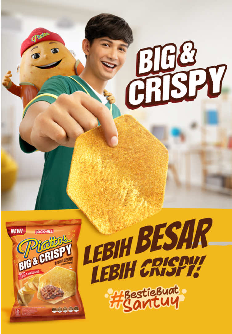 Emang ada snack yang bisa bikin momen me time makin asik? Kenalin nih Sob! Piattos Big & Crispy, kenikmatan yang lebih besar dan lebih crispy siap jadi #BestieBuatSantuy favorit lo. #Piattoss#PiattosBikinRamee#BestieBuatSantuyy 