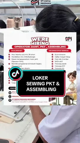 DIBUKA LOKER UNTUK POSISI SEWING PKT &ASSEMBLING DI PT.CINTAI PRODUKSI INDONESIA!#PabrikSepatu #lokerpenjahit #lokerpabrik #lokersukoharjo #produksisepatu 
