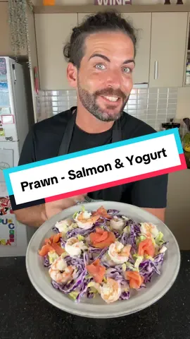 Prawn, Smoked Salmon & Yogurt Salad | Fresh, Light & Packed with Omega-3 🥗🐟 A crunchy, creamy, and protein-rich salad that balances the sweetness of prawns, the smokiness of salmon, and the tang of yogurt dressing. Perfect as a light main or a refined starter. Ingredients (2–3 pax): 	•	200g fresh prawns 	•	100g smoked salmon 	•	¼ red cabbage 	•	¼ iceberg heart (or cow lettuce) 	•	Juice of 1 lemon 	•	175g yogurt 	•	Fresh chives 	•	Olive oil & salt Instructions: Peel prawns and remove intestines. Boil in salted water for 1 min, then let cool. In a bowl, mix yogurt, lemon juice, olive oil, salt, and finely chopped chives. Add the cabbage and lettuce, toss gently. Plate the salad, then top with prawns and smoked salmon. Enjoy a fresh, omega-3-packed dish! Full recipe and more 👉 www.cookingwithtucci.com #cookingwithtucci #seafoodsalad #prawnsalad #smokedsalmon #italiancooking    
