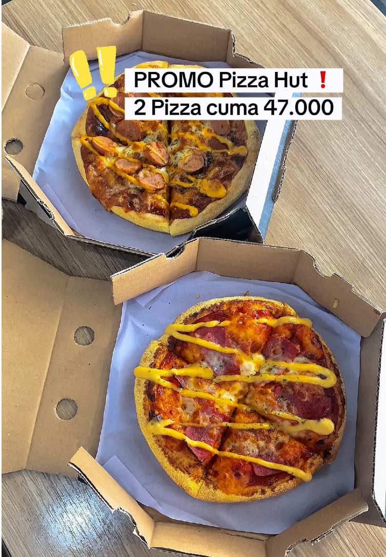 PROMO pizza Hut @Pizza Hut ❗️ 2 Box pizza reguler cuma 47Rb aja Cobain ya 😍 #promoseruweekend #nexent #nexpizzahut #promopizzahut #pizzahut 