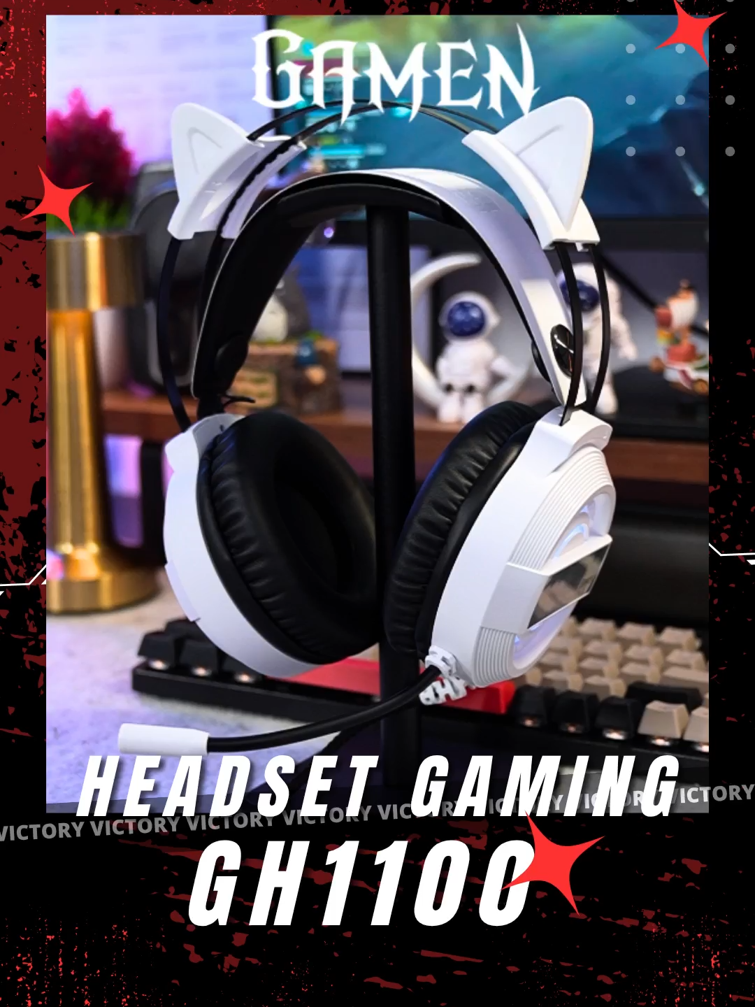 GH1100 White RGB Gaming Lighting effect dan sudah kompatible untuk beberapa jenis device #gamenindonesia #promoguncang99 #gamen #headset #gh1100