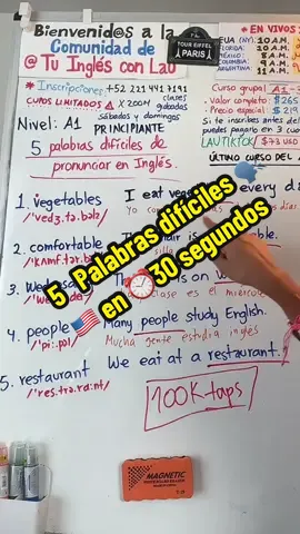 ✅ 5 palabras difíciles de pronunciar en INGLÉS en ⏰ segundos#AprenderInglés #InglésDesdeCero #CursoDeInglés #TuInglésConLau #InglésA1 