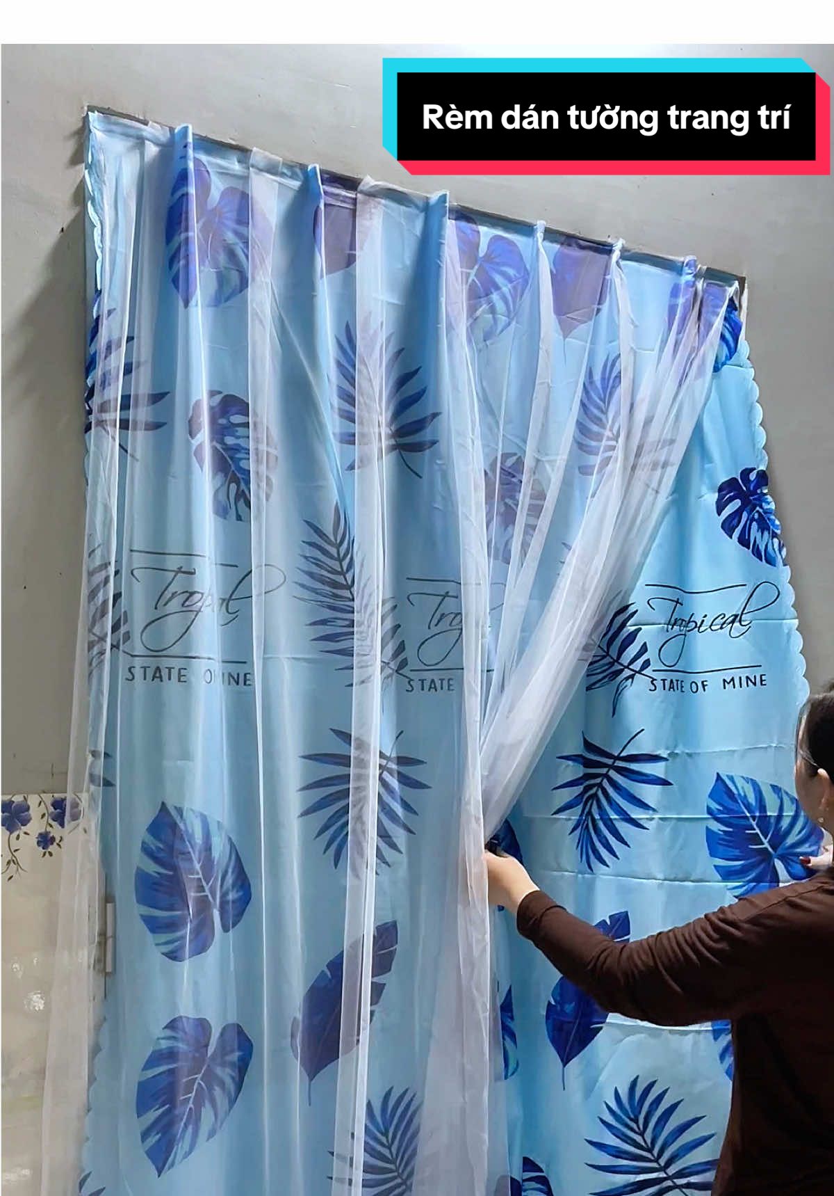 Rèm cửa dán tường hai lớp  decor phòng siêu tiện luôn #remdantuong #remcua #decor #ngoclanhmecutin #xuhướng 