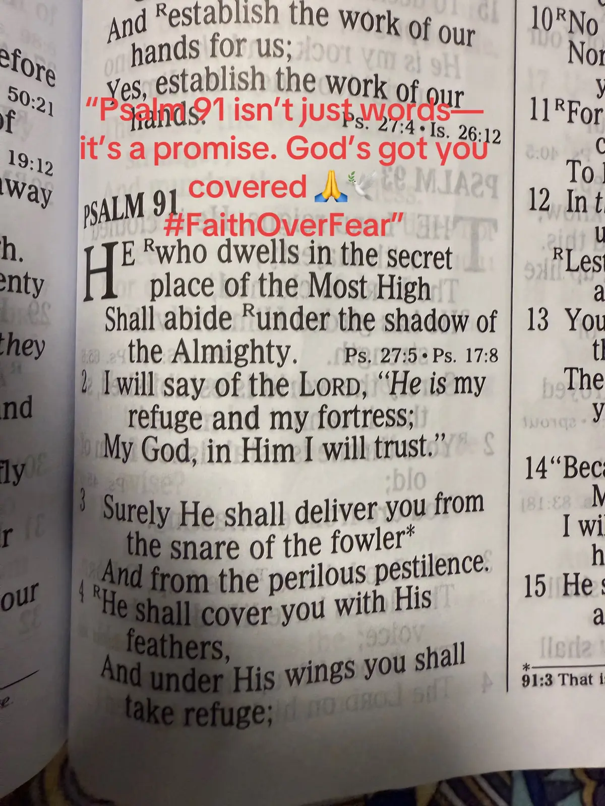 Psalm 91 is one of the most powerful promises in the Word of God. It speaks of protection, covering, and peace under the shadow of the Almighty. These verses remind us that no matter what dangers surround us, the Lord is our refuge and fortress. He shields us from harm, delivers us from fear, and surrounds us with His angels. In Him, we find safety, healing, and rest. Whenever life feels uncertain, this Psalm is a declaration of trust—a reminder that God is faithful and His presence is our shelter forever #PeaceInHisPresence #GodIsFaithful #SpiritualStrength #DailyScripture