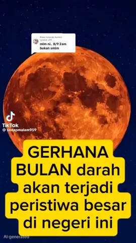 Membalas kepada @syawal_afif  hati2 bila akhir zaman manusia semua akan lalai maka solat lah solat gerhana bulan, masa to semua akan tdo sbb jam sudah 1.30 pgi, mesti bnyk manusia tidur, tapi sudah lalai, nabi Muhammad pun lari ke masjid solat gerhana bulan, maka apa lgi akhir zaman, bnyk lupa tentang nabi Muhammad, kononnya ada manusia akhir zaman cakap jngn percaya tentang gerhana org kata2 mcm2, astagfirullah taubat lah, semua kuasa Allah maka percayalah pada ALLAH, akan jadi sesuatu nanti, ingat dunia ini sementara bukan kekal, kiamat to pasti hidup mu sementara maka hati2 ckp bukan2 #news #agama #islam #nabimuhammad #muhammad 
