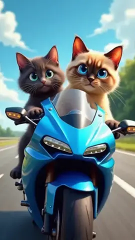 Cats driving A bike 🥴👍@creator search insights @TikTok  #viralvideo #trending #foryoupage #catrider #Ai 