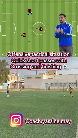 ✅ offensive tactical situation:  quick short passe with crossing and finishing ⚽️ ✅ situation tactique offensive : des passes courtes rapides avec croisement et finition ⚽️  ✅ وضعية تكتيكية هجومية: تمريرات  قصيرة سريعة مع تقاطع و إنهاء ⚽️  #تمارين_كرة_القدم #football #كرة_القدم_عشق_لا_ينتهي⚽👑 #coach_yassine_may #footballtraining #trainingfootball #footballtogether #soccertiktok #footballskills #coach 