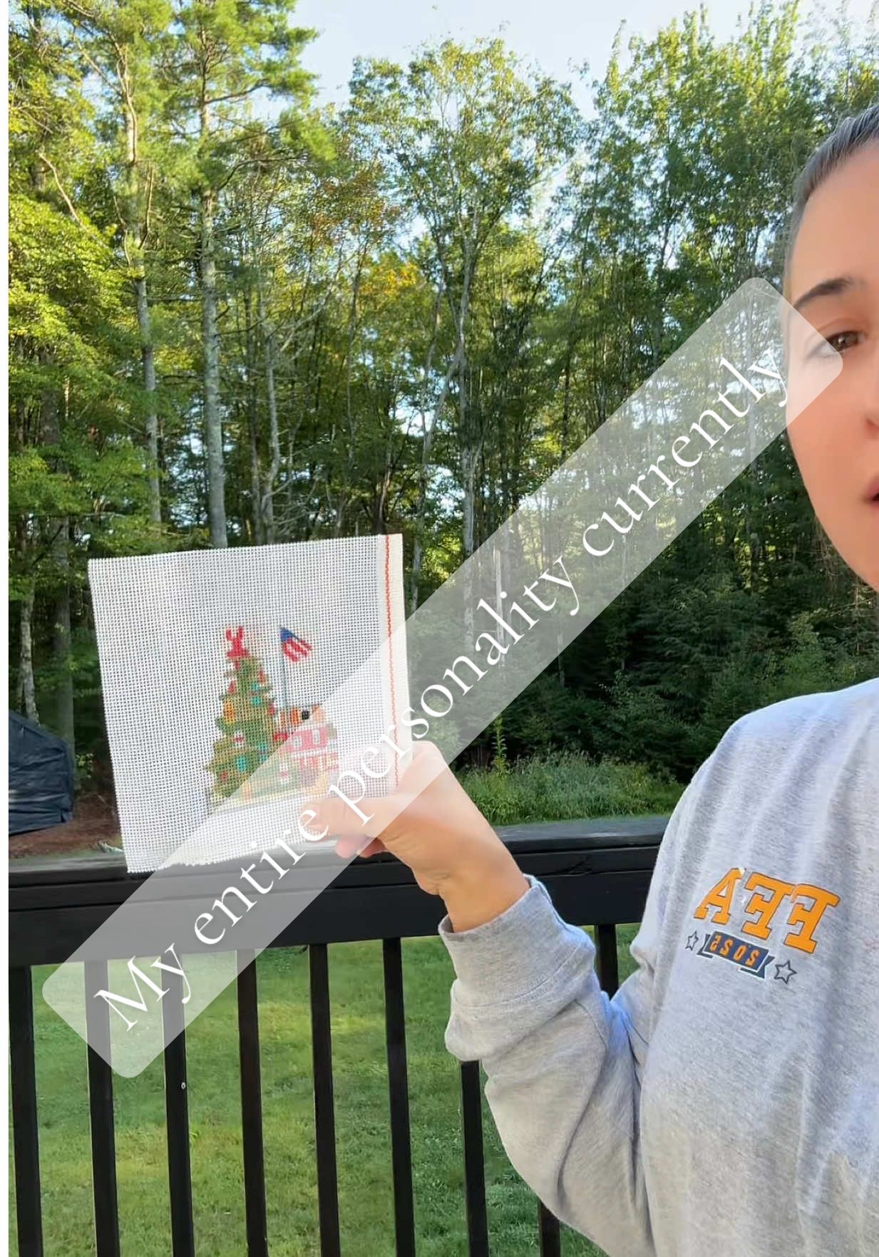 I think I found a hidden talent. I will cut the canvas bigger next time! #needlepointtiktok #needlepoint #needlepointcanvas #needlepointpainting #needlepointornament 