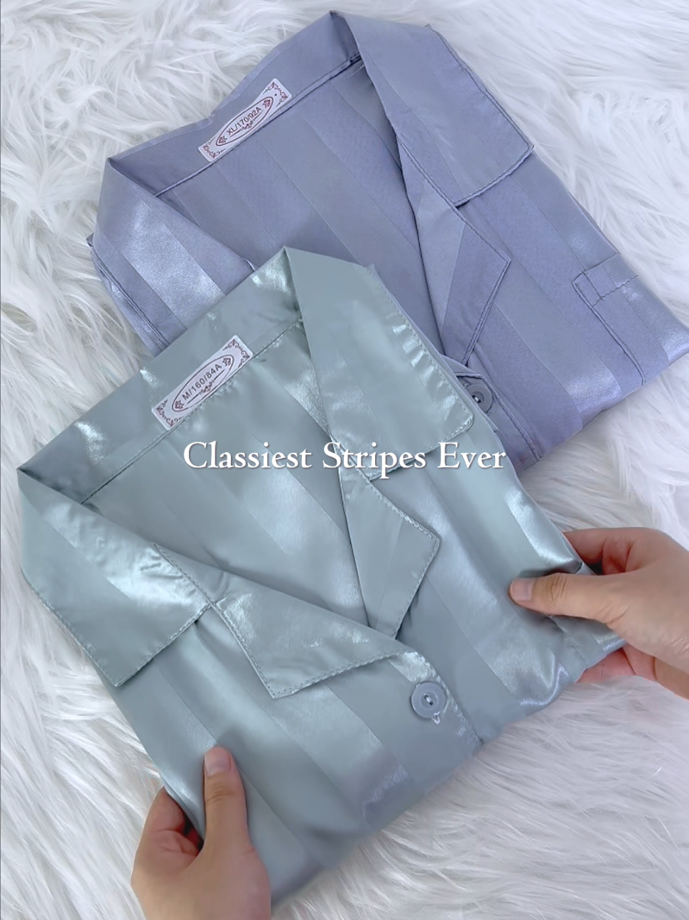 Classiest Stripes Ever😎✨✨ Tengah viral ni🔥 pi la grab cepat! #loungewear #sleepwearstyle #barangviral #satinpyjamas #yth_eu 