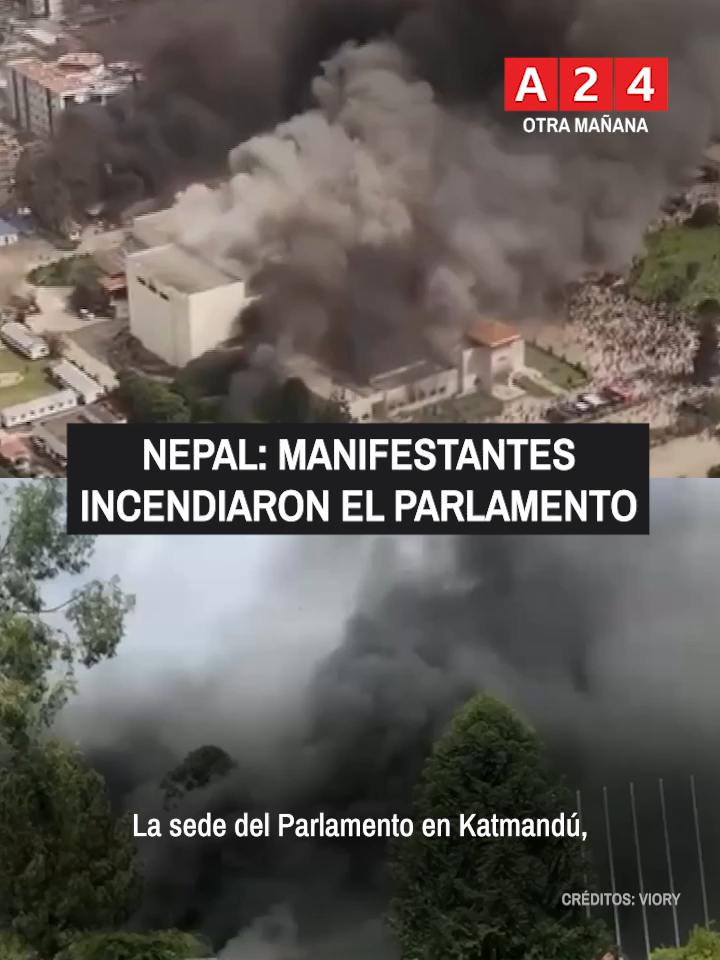 ⚠️ MANIFESTANTES INCENDIARON EL PARLAMENTO DE NEPAL Renunció el Primer Ministro K. P. Sharma Oli. 🗣️ Antonio Laje 👉 Seguí en #OtraMañana #NoticiasInternacionales #A24 #Nepal #Protestas