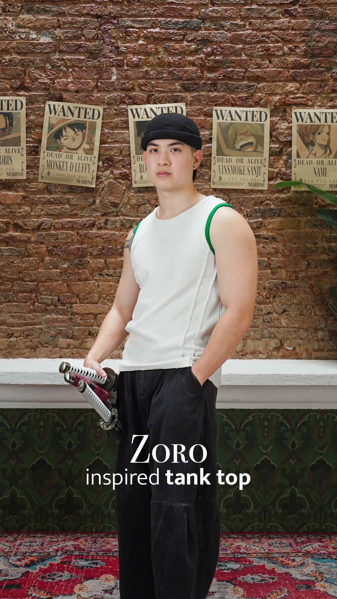 An insight into the Swordsman Tank Top inspired by Roronoa Zoro. Preorders open on the 12th of September, 8PM SGT til the 26th of September. Expected to ship on the first half of November. #anime #onepiece #zoro #fashion #animemerch 