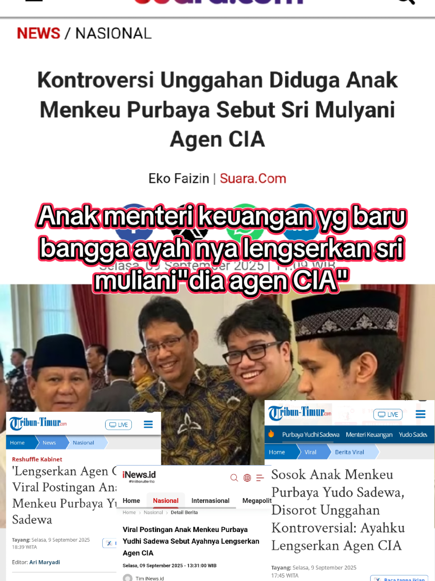 SRI MULIANI DITUDUH AGEN CIA oleh anak menteri ekonomi yg baru