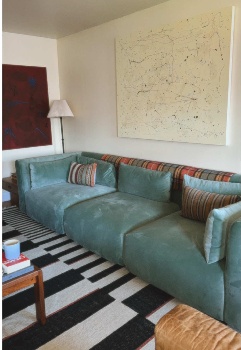 Large wall art diy to hang over our new @Joybird Furniture sofa #joybird #interiordesign #apartmenttour #midcenturymodern 