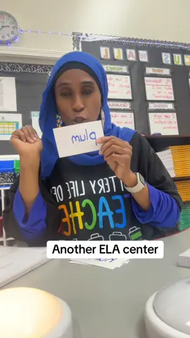 A fun ELA center. These lights are from The Dollar Tree.  #elacenters  #teacher  #firstgrade #wakandateacher