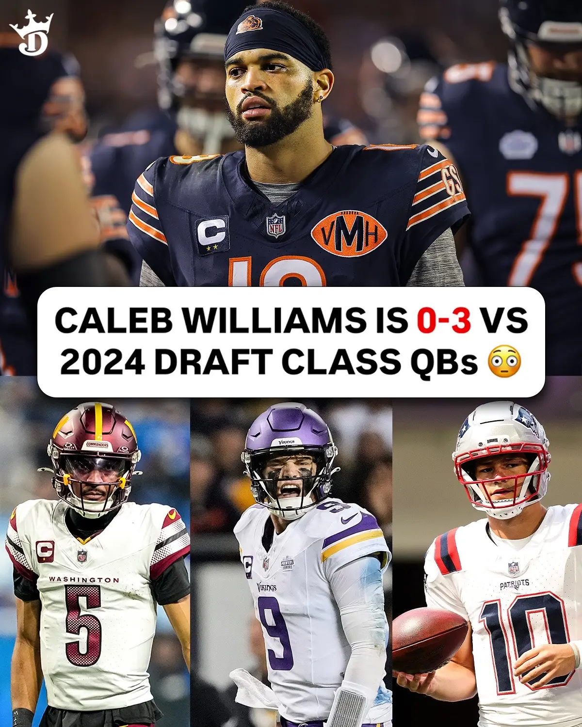 Caleb Williams is now 0-3 against his fellow 2024 draft class QBs.. does he need more help in Chicago?  #calebwilliams #chicagobears #nfl #nfltiktok #nflfootball 