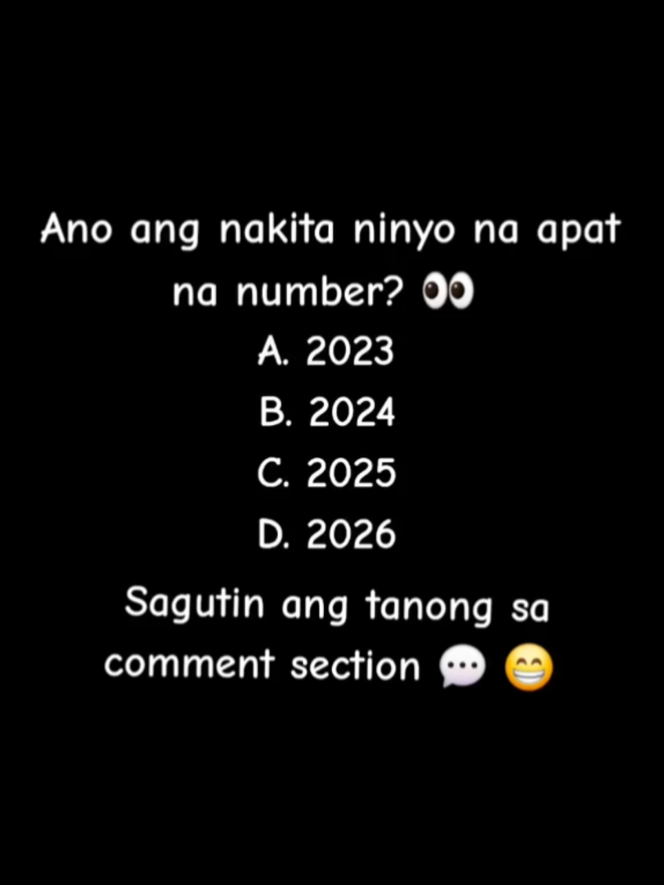 Ano ang nakita ninyo apat na number A, B, C, or D Sagutin ang tamang tanong sa section. 💬 #question #chooses #letters #abcd #answer 