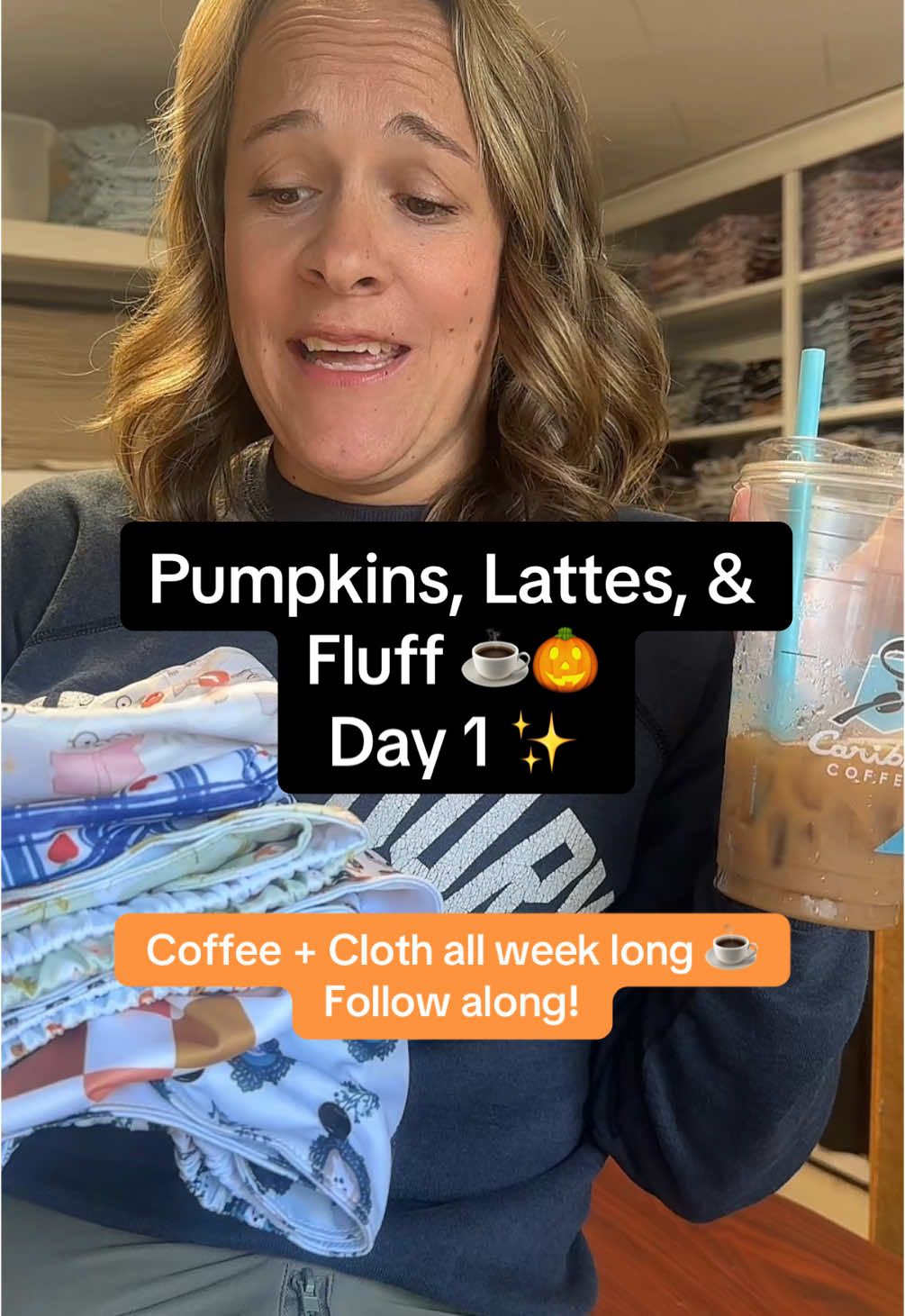 Day 1 of Pumpkins, Lattes, & Fluff ☕🍂 Trying an Iced Lavender Caramel Shaken Espresso while showing off our NEW Fall Cloth Diaper Collection. Cozy, limited-edition prints + mom-approved quality drop Friday, Sept 12 at 10AM EST. Who’s ready for fall fluff? 👶✨ #PumpkinsLattesAndFluff #FallDiaperDrop #ClothDiaperCommunity #EcoMomLife #GoodVillageClothCo #ClothDiaperingMadeEasy #FallForCloth #SustainableParenting #ModernClothDiapers