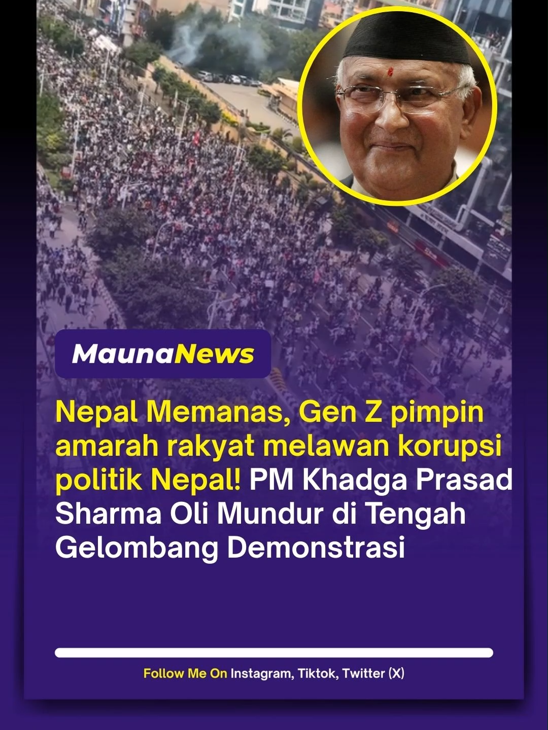 BREAKING NEWS: Krisis Politik Nepal Memuncak! Senin (8/9/2025), ribuan demonstran di Kathmandu berhasil merebut dan membakar Gedung Parlemen Nepal. Api melalap sebagian besar bangunan yang selama ini menjadi simbol kekuasaan. Informasi terbaru dari lapangan: 1. Rumah sejumlah pejabat senior ikut dibakar massa. 2. Gedung parlemen dijarah sebelum dibakar. 3. Demonstrasi meluas ke berbagai kota dengan tuntutan akhiri korupsi politik. 4. Puluhan kantor pemerintahan ikut diserang. Kerusuhan ini dipicu oleh tindakan keras aparat beberapa hari sebelumnya yang menewaskan 19 orang. Tragedi itu memicu ledakan kemarahan rakyat, terutama generasi muda Gen Z Nepal, yang menolak praktik politik lama yang dianggap sarat korupsi dan penyalahgunaan kekuasaan. Tekanan publik yang semakin besar akhirnya membuat Perdana Menteri Nepal, Khadga Prasad Sharma Oli, resmi mengundurkan diri. Meski begitu, situasi di lapangan masih belum terkendali dan ketegangan kian meningkat. Para pengamat menyebut krisis ini sebagai salah satu gejolak politik terbesar di Nepal dalam beberapa dekade terakhir, menandai perlawanan terbuka rakyat terhadap elite politik lama. Tuliskan komentarmu dan dapatkan berita terkini lainnya. #MaunaNews #fypage #fyp #fyppppppppppppppppppppppp #fypシ゚ #kamuharustau #beritatiktok #beritaviral #infomenarik #information #viral #info #viralvideo #fakta #videoviral #FYPBerita #Berita
