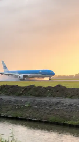 KLM Boeing 777-300ER arriving in Amsterdam on the Polderbaan. Due to the previous rain shower, the water on the RWY is thrown up by the reverse thrust of the GE90 engines and creates this beautiful view 😍 #klm #ams #schiphol #b777 #aviation @KLM Royal Dutch Airlines  @goldencharlie_aviation @Cristi ✈️ @AnnaA380 @Marc Helbling 🇨🇭🇨🇭🇨🇭🇨🇭 @Muckbuck Aviation @✈𝓐𝓿𝓲𝓪𝓽𝓲𝓸𝓷 𝓰𝓲𝓻𝓵 ✈ @𝓐𝓷𝓷𝓪 ✈️ @PlaneSpotta🔥 ✈️D-AMAA✈️ @Aleeolaaa92✈️♥️👩🏼‍✈️ @_.mi.chelle__ @𝗔𝗲𝗿𝗼𝗲𝗱𝗶𝘁𝘀™ @airplane universe @Airplane ✈️ @alpha.planespotting @brendavansande @candidlanding @Damaris @DianaSocali 🇩🇪🇨🇭 @EmmaPlaneSpotting @Eva berenyi @future_flight_.attendant @Gem ✈️ @Gemie @HunVikingg ✈️ @kaja max @Lorena @marco_triple7 @Mike @nadine 