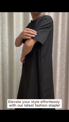 Solid-Color Short-Sleeve Loose Breathable Casual Fashionable Long-Shirt Robe - Muslim Apparel #mensclothing #mensshirts #luxuryabaya #mensapparel #longshirt #aladdinmenfashion #abayaoutfit #womensrobe #ramadanoutfits #menfashionwear