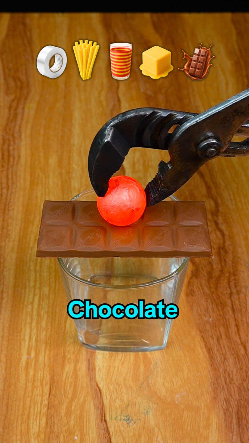 Can 1000°C ball pass through chocolate ?🍫 😱 #experiment #science #asmr #fyp