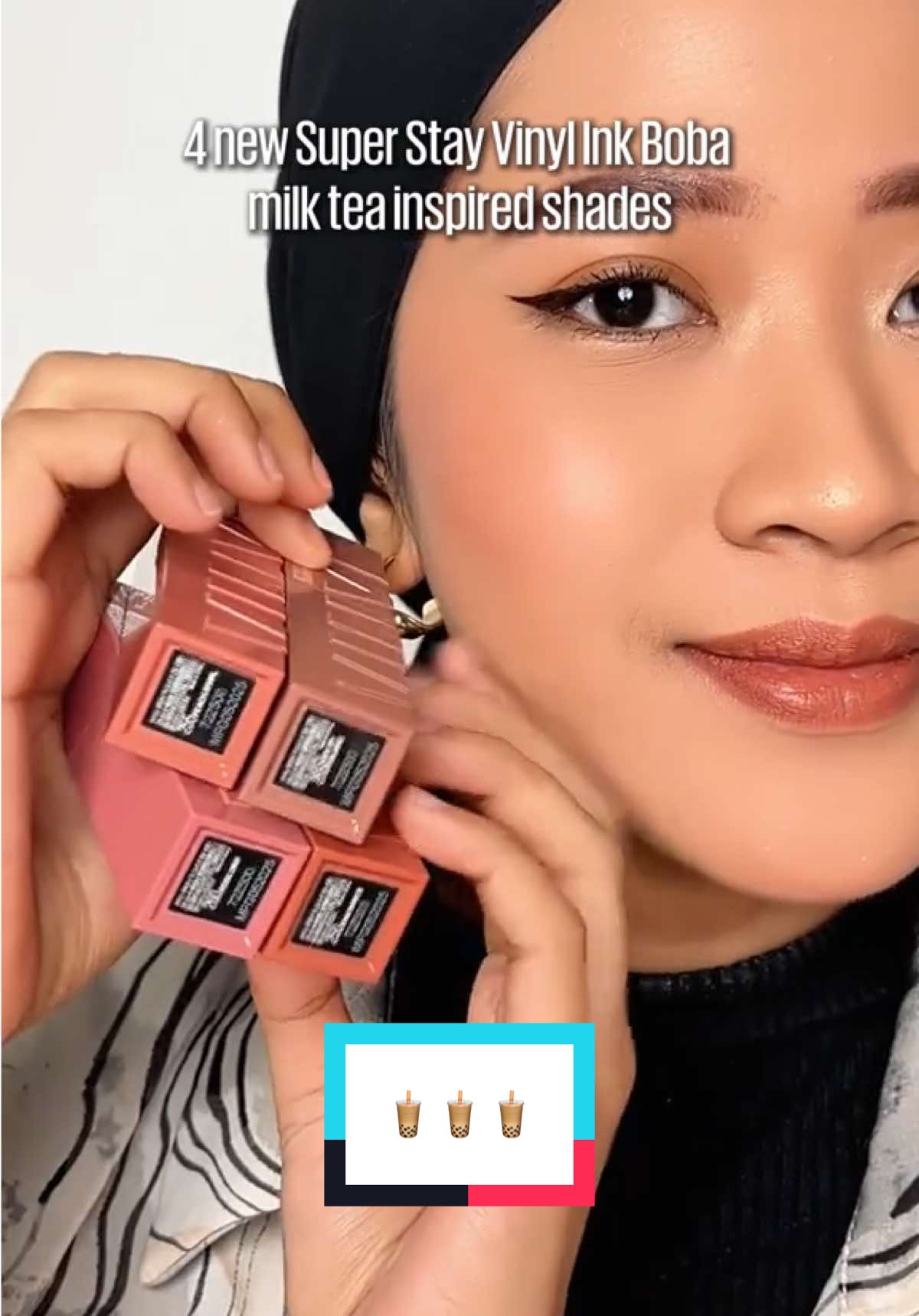 Say hello to the NEW Vinyl Ink Boba 💋🫧 4  NEW boba-licious shades you NEED to try! 🧋4 NEW Super Stay Vinyl Ink Boba Shades🧋 250 Chai Dance 255 Peach Swirl 260 Rose Drip 265 Kiss of Oolong *Now available in Shopee #maybelline #maybellinemalaysia #maybellinevinylinkboba #FYP #lipswatch
